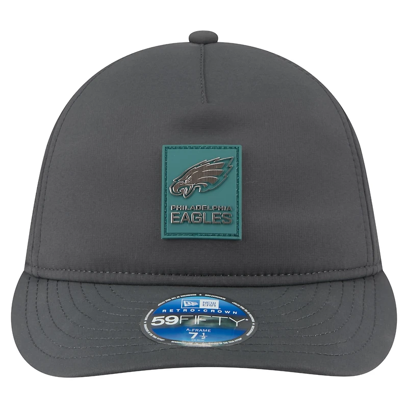 Men's New Era Charcoal Philadelphia Eagles 2025 Sideline Cold Weather Retro Crown 59FIFTY Fitted Hat