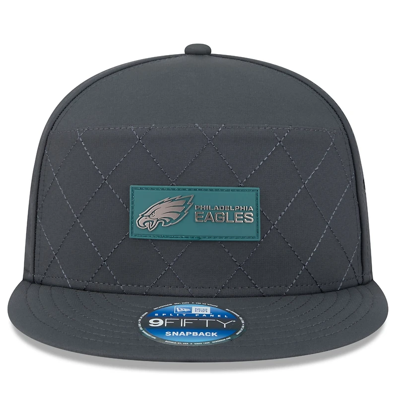 Casquette snapback 9FIFTY à panneau fendu latéral New Era anthracite Philadelphia Eagles 2025 pour homme
