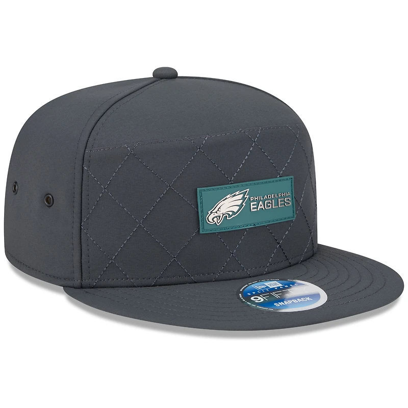 Casquette snapback 9FIFTY à panneau fendu latéral New Era anthracite Philadelphia Eagles 2025 pour homme