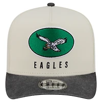 Men's New Era  Cream/Black Philadelphia Eagles Washed A-Frame 9FIFTY Snapback Hat
