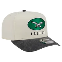 Men's New Era  Cream/Black Philadelphia Eagles Washed A-Frame 9FIFTY Snapback Hat