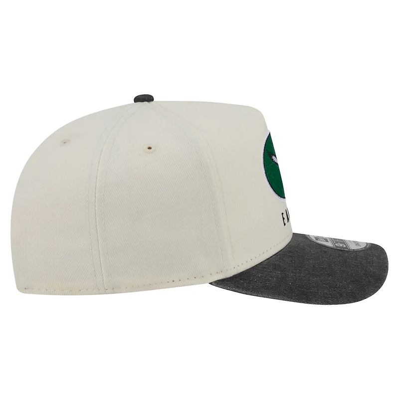 Men's New Era Cream/Black Philadelphia Eagles Washed A-Frame 9FIFTY Snapback Hat