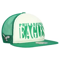 Men's New Era Cream/Kelly Green Philadelphia Eagles Throwback Cutout A-Frame 9FIFTY Snapback Hat