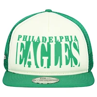 Men's New Era Cream/Kelly Green Philadelphia Eagles Throwback Cutout A-Frame 9FIFTY Snapback Hat