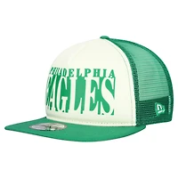 Casquette snapback New Era 9FIFTY à découpes rétro pour homme, couleur crème/vert Kelly, des Eagles de Philadelphie
