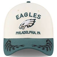 Casquette New Era 39THIRTY Flex crème/vert nuit pour homme des Philadelphia Eagles, draft NFL 2025