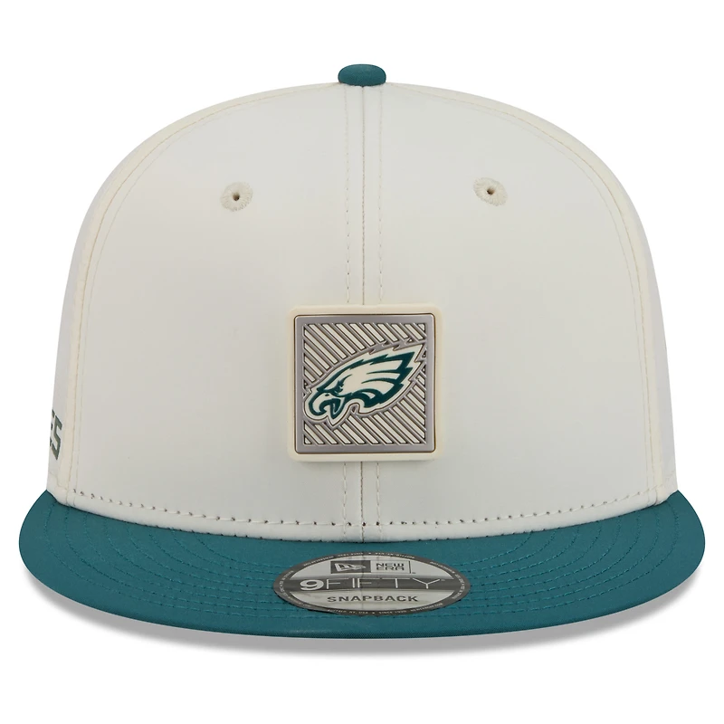 Men's New Era Cream/Midnight Green Philadelphia Eagles 2026 NFL Training Camp 9FIFTY Snapback Hat