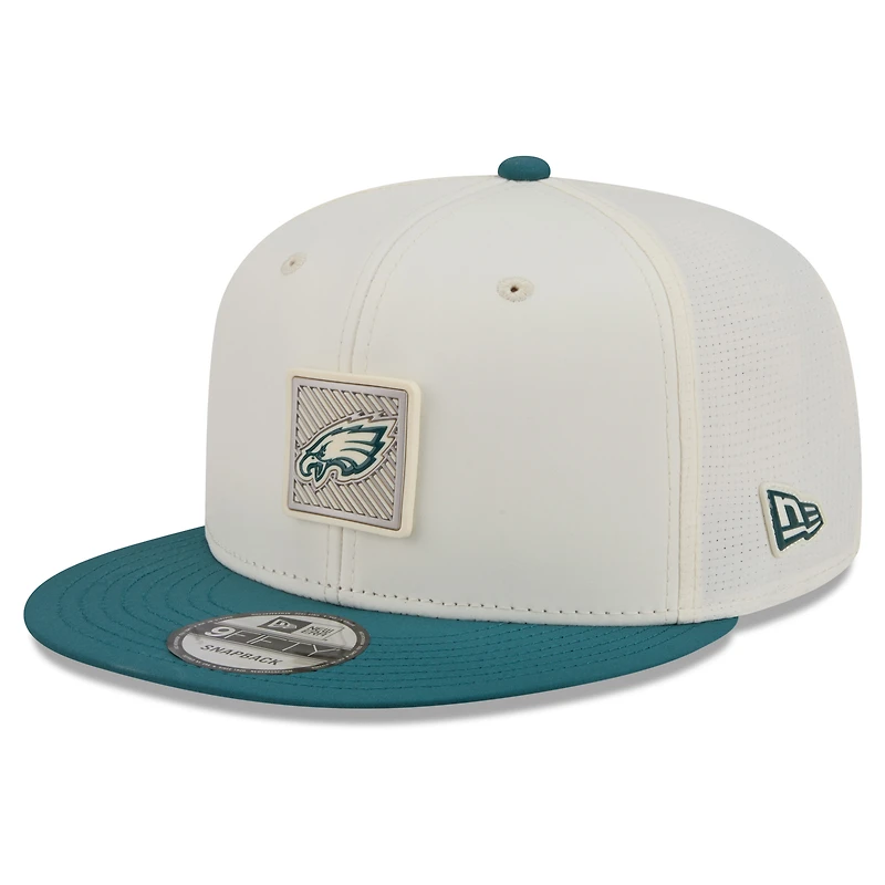 Men's New Era Cream/Midnight Green Philadelphia Eagles 2026 NFL Training Camp 9FIFTY Snapback Hat