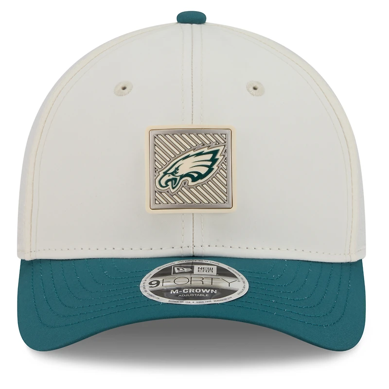 Men's New Era Cream/Midnight Green Philadelphia Eagles 2026 NFL Training Camp 9FORTY Adjustable Hat