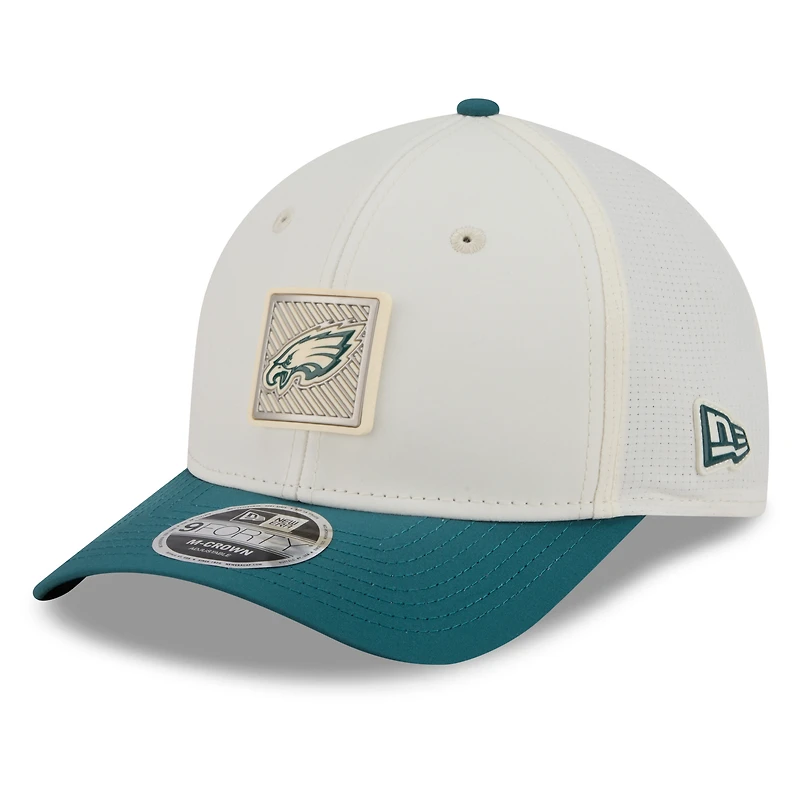Men's New Era Cream/Midnight Green Philadelphia Eagles 2026 NFL Training Camp 9FORTY Adjustable Hat