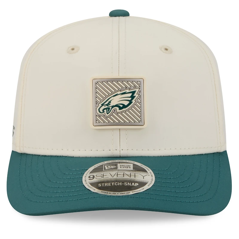 Men's New Era Cream/Midnight Green Philadelphia Eagles 2026 NFL Training Camp 9SEVENTY Adjustable Hat