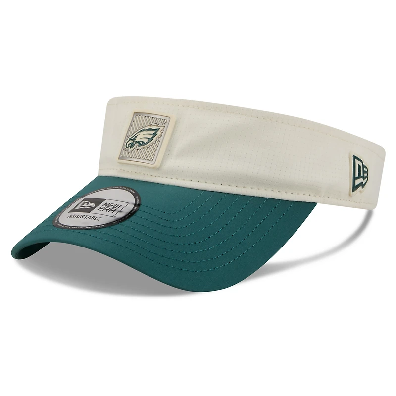 Men's New Era Cream/Midnight Green Philadelphia Eagles 2026 NFL Training Camp Adjustable Visor