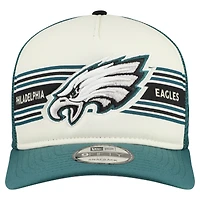 Casquette snapback New Era 9FIFTY Trucker pour homme, couleur crème/vert nuit, avec bannière des Eagles de Philadelphie