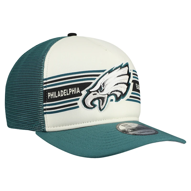 Men's New Era  Cream/Midnight Green Philadelphia Eagles Banner A-Frame 9FIFTY Snapback Hat