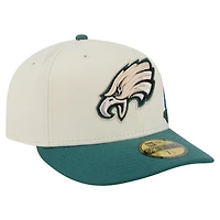 Casquette ajustée 59FIFTY à fleurs ton sur des Eagles de Philadelphie New Era pour homme, crème/vert nuit