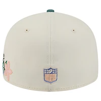 Casquette ajustée 59FIFTY à fleurs ton sur des Eagles de Philadelphie New Era pour homme, crème/vert nuit