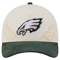 Men's New Era  Cream/Midnight Green Philadelphia Eagles Western 9FORTY A-Frame Adjustable Hat