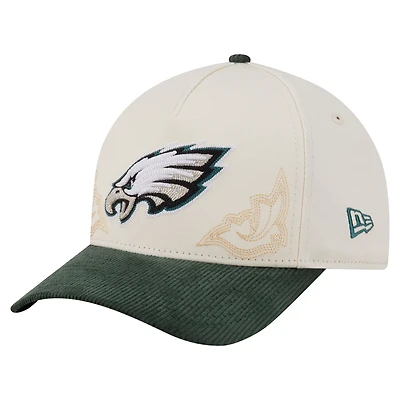 Casquette western New Era 9FORTY A-Frame ajustable crème/vert nuit pour homme, Philadelphia Eagles