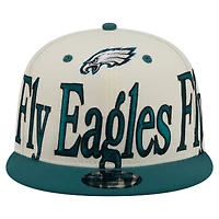 Men's New Era Cream Philadelphia Eagles Oversized Slogan 9FIFTY Snapback Hat