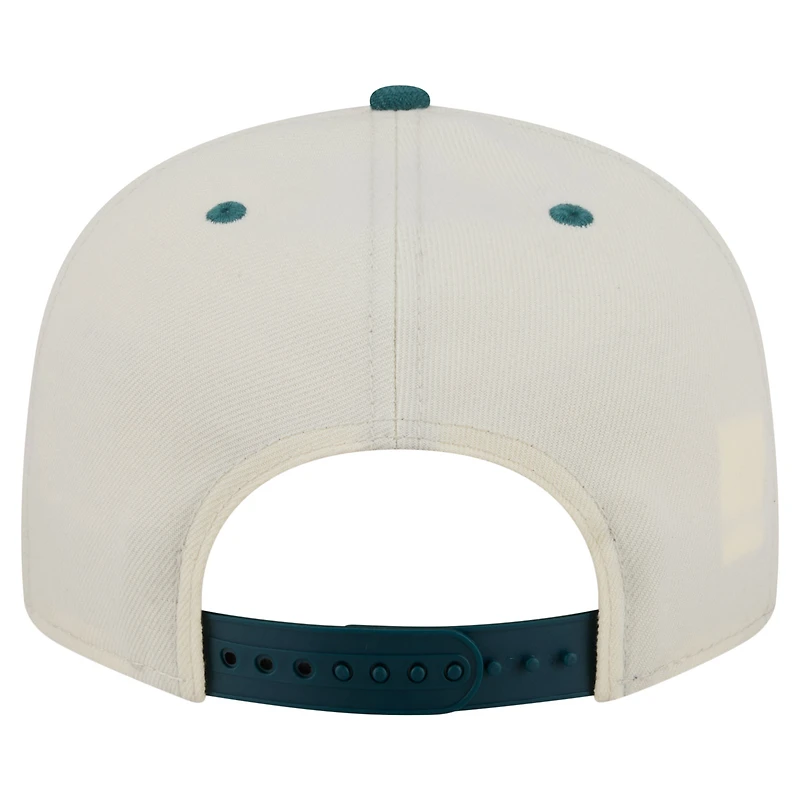 Men's New Era Cream Philadelphia Eagles Oversized Slogan 9FIFTY Snapback Hat