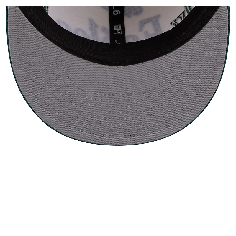 Men's New Era Cream Philadelphia Eagles Oversized Slogan 9FIFTY Snapback Hat