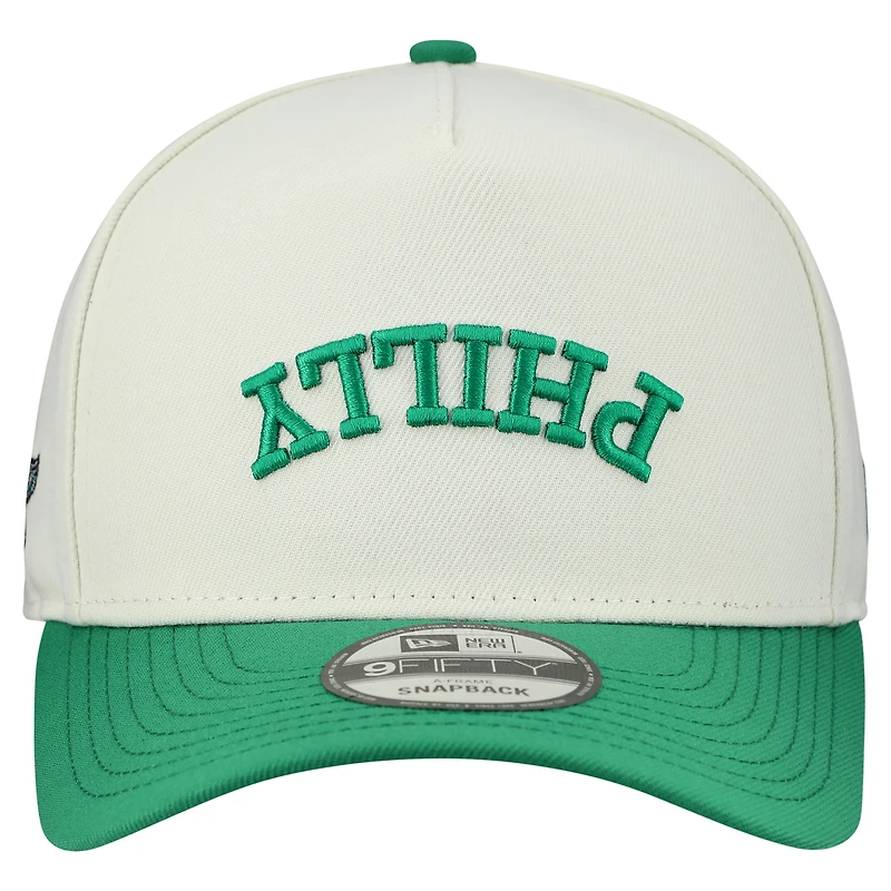 Casquette snapback New Era crème Philadelphia Eagles Upside Down 9FIFTY pour homme