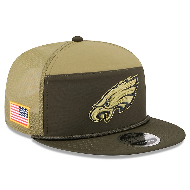 Men's New Era  Dark Green Philadelphia Eagles 2025 Salute to Service Split Panel 9FIFTY Snapback Hat