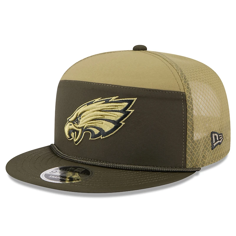Men's New Era  Dark Green Philadelphia Eagles 2025 Salute to Service Split Panel 9FIFTY Snapback Hat