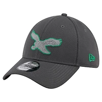 Casquette New Era 39THIRTY Flex graphite pour homme avec logo rétro des Philadelphia Eagles