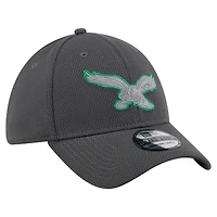 Casquette New Era 39THIRTY Flex graphite pour homme avec logo rétro des Philadelphia Eagles