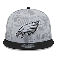 Casquette Snapback 9FIFTY New Era pour hommes des Philadelphia Eagles Inspire Change gris/noir