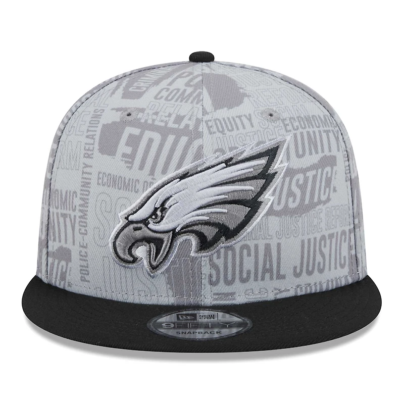 Men's New Era Gray/Black Philadelphia Eagles Inspire Change 9FIFTY Snapback Hat