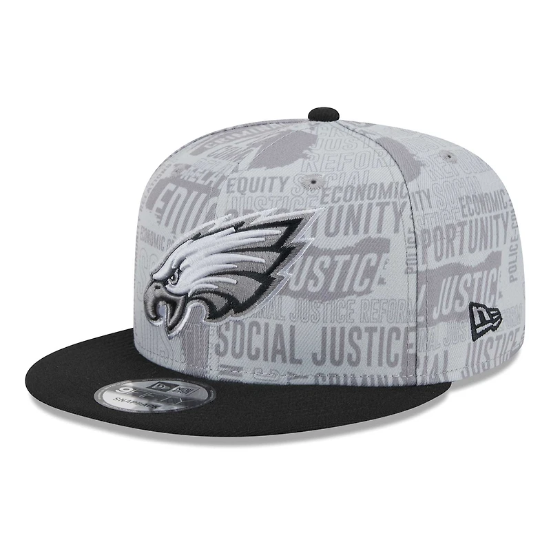 Casquette Snapback 9FIFTY New Era pour hommes des Philadelphia Eagles Inspire Change gris/noir
