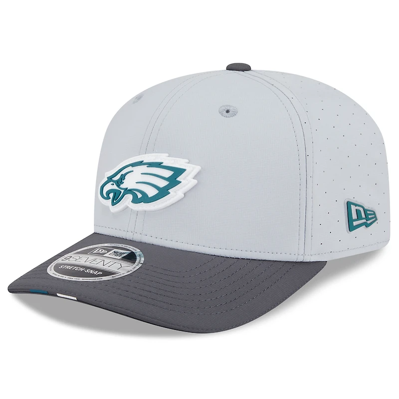 Men's New Era Gray/Graphite Philadelphia Eagles 2025 NFL Training Camp 9SEVENTY Adjustable Hat