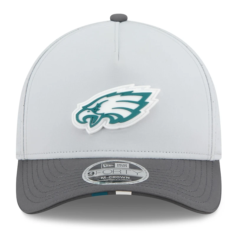 Men's New Era  Gray/Graphite Philadelphia Eagles 2025 NFL Training Camp A-Frame 9FORTY Adjustable Hat