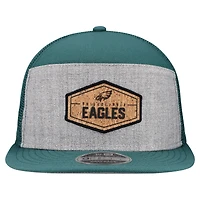 Men's New Era  Gray/Midnight Green Philadelphia Eagles Cork Split Panel 9FIFTY Trucker Snapback Hat