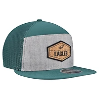 Men's New Era  Gray/Midnight Green Philadelphia Eagles Cork Split Panel 9FIFTY Trucker Snapback Hat