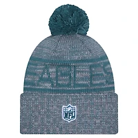 Bonnet à revers gris Philadelphia Eagles 2025 pour homme New Era avec pompon