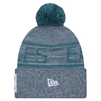 Bonnet à revers gris Philadelphia Eagles 2025 pour homme New Era avec pompon