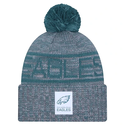 Men's New Era Gray Philadelphia Eagles 2025 Sideline Cuffed Knit Hat with Pom