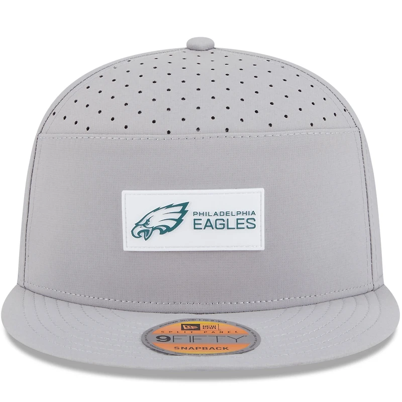 Casquette snapback 9FIFTY grise à panneau fendu pour homme New Era Philadelphia Eagles 2025