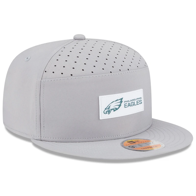 Casquette snapback 9FIFTY grise à panneau fendu pour homme New Era Philadelphia Eagles 2025