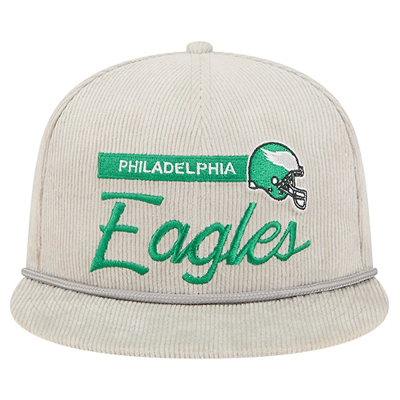 Men's New Era Gray Philadelphia Eagles Cord Rope Corduroy 9FIFTY Snapback Hat