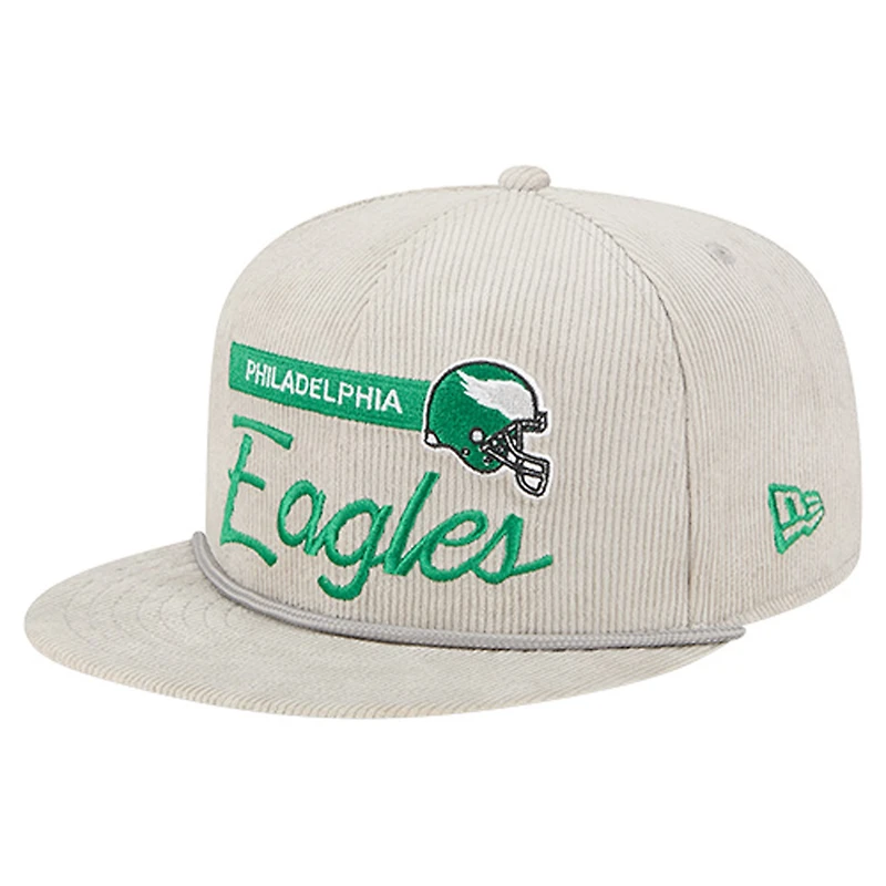 Men's New Era Gray Philadelphia Eagles Cord Rope Corduroy 9FIFTY Snapback Hat