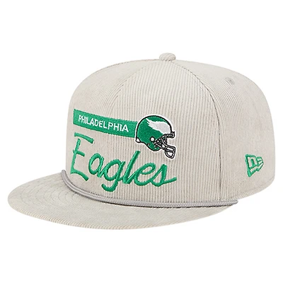 Men's New Era Gray Philadelphia Eagles Cord Rope Corduroy 9FIFTY Snapback Hat