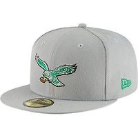 Casquette ajustée New Era Philadelphia Eagles Omaha Throwback 59FIFTY gris pour homme