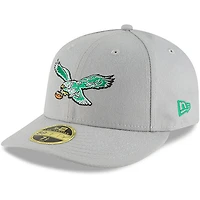 Casquette ajustée grise Philadelphia Eagles Omaha Throwback Low Profile 59FIFTY New Era pour homme