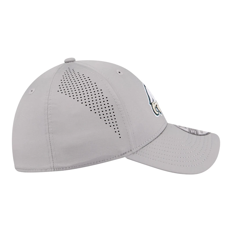 Casquette New Era grise pour homme, modèle 39THIRTY Flex perforé, Philadelphia Eagles