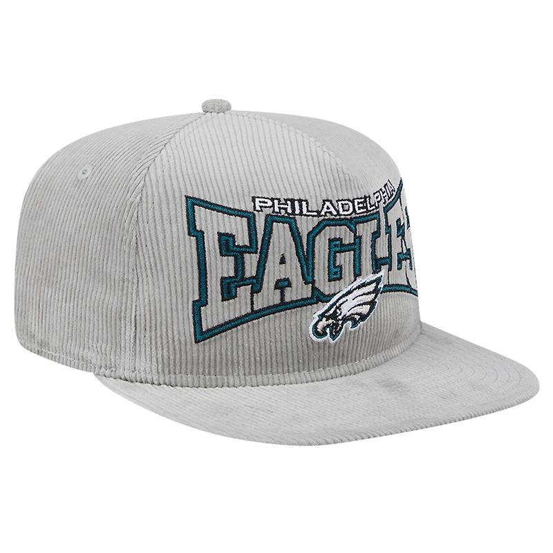 Men's New Era Gray Philadelphia Eagles Throwback Corded Golfer Snapback Hat