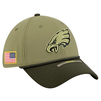 Casquette New Era 39THIRTY Flex verte Philadelphia Eagles 2025 Salute to Service pour homme